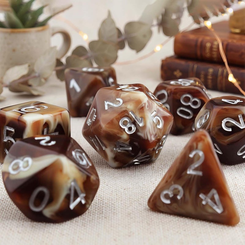 Haxtec Bronze DND Dice Set 7PCS Filled Resin Polyhedral D&D Dice for Roleplaying Games Dungeons and Dragons Gift - Image 3